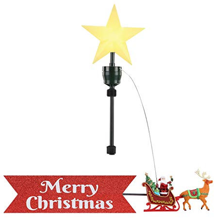 Mr. Christmas Santa’s Sleigh Animated Tree Topper with Banner,Red (8-Inch)