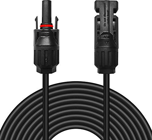 Newpowa 6FT 15FT 30FT 50FT 100FT(Feet) 10AWG(6mm²) Solar Extension Cable with Male/Female Solar Panel Connectors Weatherproof for PV Outdoor Use,One Tinned Copper Black