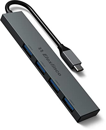 USB C Hub, Elexlinco 4-Puertos USB Hub 3.0, Ladron USB C 5Gbps Adaptador USB C OTG Hub USB Tipo C Compatible con Macbook Pro 2021 Macbook Air M1 2021/PS5/iPad Pro/DELL XPS 13 15 and More