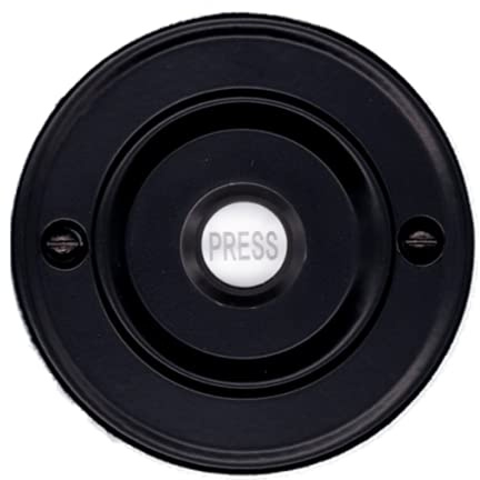 Modern Living Wired Flush Fitting Doorbell Push Button, 76mm (3) Diameter, in Black with Black Press