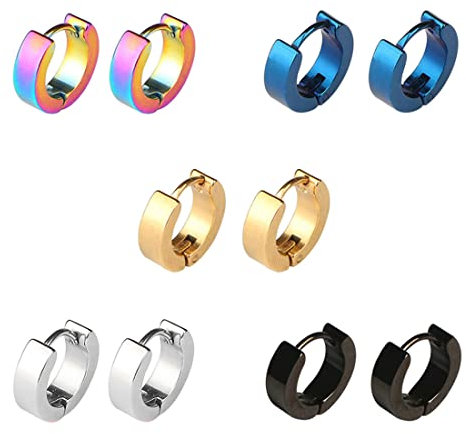 5/10 Paar LuLiyLdJ Ohrringe Set Titan 316L Edelstahl Männer und Frauen hypoallergene Ohrringe Ohrringe Modeschmuck Herren Ohrringe 14mm rund coole Kreis Ohrringe Set