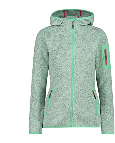 CMP, Knit Tech mélange fleece jacket with hood, MENTA MEL-FRAGOLA, D34