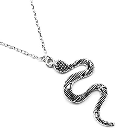 Carufin Retro Silber Schlangenanhänger Halskette Verstellbare Kettenhalskette für Frauen und Mädchen (1 Schicht Halskette)