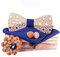HZQIFEI Noeud Papillon Bois, Ensemble 4 Pièces Noeud Papillon en Bois + Boutons de manchette + Broche + Carré de Poche, Accessoire Mode (Style#08)