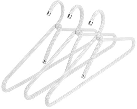 Peppermint Products Hanger | 3er Textil-KLEIDERBÜGEL-Set aus Seil | Rutschfester Designer-Bügel f. Jacken, Hemden, Hosen | Design: Roman Luyken | Schrank- & Garderobenbügel (White)