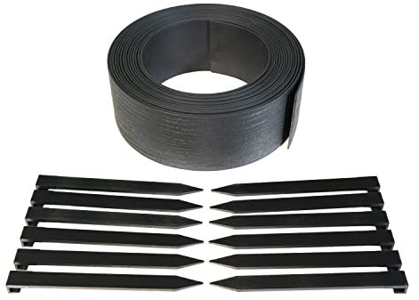 EasyFlex Bordure de Paysage Composite avec piquets d'ancrage, Bordure supérieure Droite de 11,4 cm, Bordure de Jardin, kit de 12,2 m, Noir