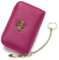 imeetu RFID-Kreditkartenhalter, kleines Lederetui mit Reißverschluss, Kartenetui für Damen, A-Fuchsia (ID-Fenster + Schlüsselanhänger), Small, Classic