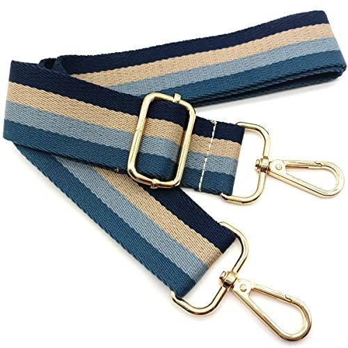 Schultergurt für Taschen Blau, Taschengurt, Verstellbarer Schulterriemen, Taschengurte zum Wechseln mit Karabiner Gold, 80-130 cm Tragegurt Tasche für Damen Moderne Handtasche Accessoires, 3.8cm, 01
