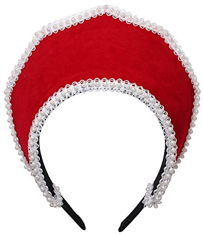 Renaissance Elizabethan Tudor Queen Royal Coronet Kapuze Hut für Damen Anne Boleyn Stirnband Viktorianische Kopfschmuck (Rot)