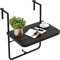 COSTWAY Mesa Colgante Plegable de Balcón, Altura Ajustable en 3 Niveles, Barandas de 3-15 cm, Mesa Plegable Balcon, Terraza, 40X60cm, hasta 30kg (Negro)