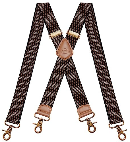 Dresime Hosenträger für Herren mit 4 starken Haken-Clips, X Form elastisch einstellbar Hosenträger für Männer und Damen Arbeitshosen Stark Motorradhose Overalls Jeans
