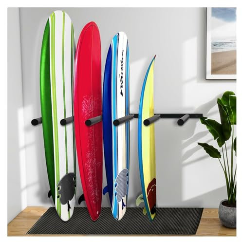 Fumingpal Surfboard Rack Vertical Surfboard Storage Rack - 6 Arms Indoor Stand-Up Paddleboard Storage Rack with Rubber Mat, for SUP, Surfboard, Paddle, Ski, Skateboards, etc