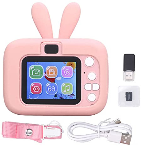 TOPINCN 20 MP 1080P 2,0 Zoll Kinder Digitalkamera, HD Digital Videokameras mit Speicherkarte und Kartenleser, der Spiele Aufzeichnet, Spielzeug mit Reichhaltigen Effekten (Rosa)