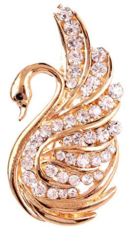 Schwan Brosche Frauen Schal Mantel Mantel Glänzende Blume Abzeichen Frauen Souvenir Geschenk (Gold)