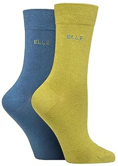 ELLE Ladies Bamboo Fibre Socks - Soft, Breathable & Cooling Plain Socks in a Multipack of 2 Pairs Sizes 4-8 Moonlight Blue