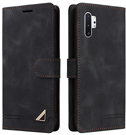 OKZone Kompatibel mit Samsung Galaxy Note 10 Pro/Note10 Plus Hülle, Halterung Standfunktion Kartenfach Wallet Schutzhülle 360 Grad Stoßfest Premium Leder Schutzhülle Handyhülle (Schwarz)