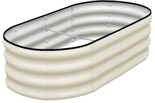 SnugNiture Verzinktes Hochbeet, ovaler Metall-Pflanzkasten zum Pflanzen von Outdoor-Pflanzen, Gemüse, 1,2 x 0,6 x 0,3 m