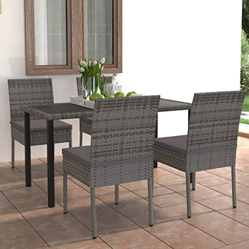 MNISDFL Balkon Lounge Gartenlounge Patio Furniture 5-TLG. Garten-Essgruppe Poly Rattan Grau