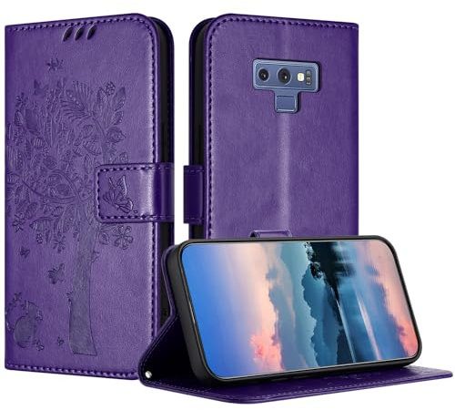 JayModCase Funda para Samsung Galaxy Note 9, Carcasa Case Plegable Protector Función de Soporte Tarjetas Magnética Compatible con Samsung Note 9 - Morado Tinta