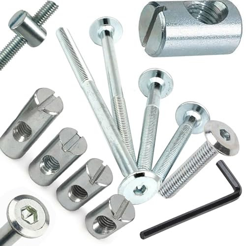 Baby Cot Bed & Furniture Connecting Bolts Complete With Barrel Nuts & Allen Key. (2, 14mm, M6 x 70mm)