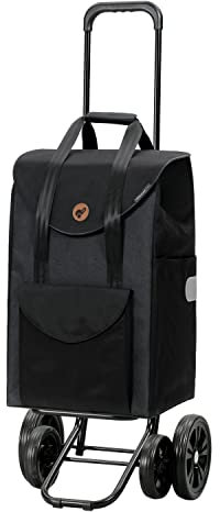 ANDERSEN Einkaufstrolley - Quattro Shopper Senta 2.0 schwarz 49 L Einkaufswagen, stilvoll, wasserabweisend, höhenverstellbar, leise Räder, multifunktional, Räder abnehmbar