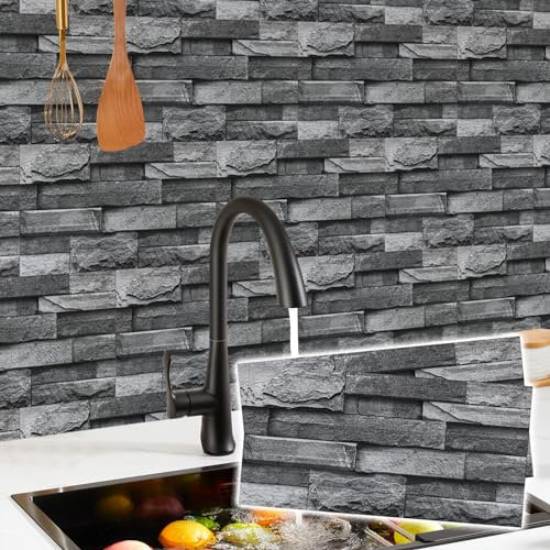 Abyssaly Grey Tile Stickers for Kitchen, Bathroom Stick on Tiles, Peel and Stick Self Adhesive Vinyl Wall for Home Decor DIY Backsplash, 15x30cm/24pcs