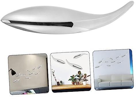 Zerodeko Abstrakter Fisch Wandaufkleber 13cm Abs mit Spiegeloberfläche | Selbstgemacht Wandmontage für Haushaltsdeko, Silberner Stil, Leicht Anzubringen, nicht Leicht Verblassend
