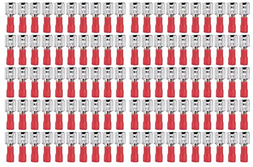 ANKROYU 100 Stück Crimp-Anschluss, isolierter Flachdraht-Stecker, isolierte elektrische Crimp-Klemmen, elektrische Crimp-Klemmen, Kabel-Anschlussklemme für den Haushalt (FDD 1,25-250)