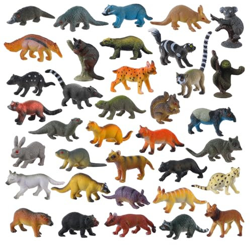 JOKFEICE Lot de 36 figurines d'animaux de la forêt réalistes pour enfants, figurines de créatures de la forêt, jouets éducatifs pour projet scientifique, décoration de gâteau