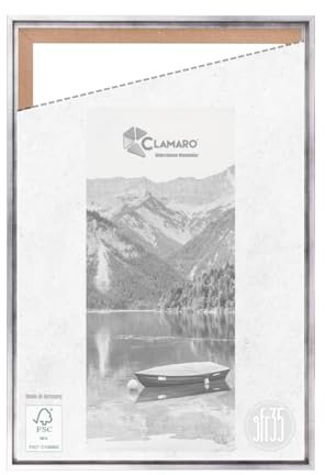CLAMARO 'SFR35' Schattenfugenrahmen für 100x140 cm Keilrahmen | Silber | MDF-Holz Bilderrahmen für Keilrahmen Leinwände inkl. Aufhänger und Montagematerial