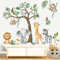 decalmile Wandtattoo Dschungel Waldtiere Baum Wandsticker Safari Elefant Giraffe Affe Wandaufkleber Babyzimmer Schlafzimmer Klassenzimmer Wanddeko