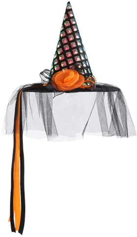 Aublinto Hexenhut Hut Hexe Halloween Frauen Damen Hexenhut Ursula Halloween-Hexenhut mit wendbaren Pailletten Wende Pailletten-Kostüm Partyhut für Party Gastgeschenke Festival Verkleidung