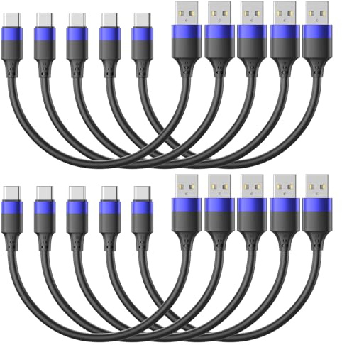 1ft Short USB C Cable for iPhone 15, 10 Pack Bulk USB A to USB C Charger Cord 12 inch, Multipack Type C Cable for Charging Station Compatible with Samsung Galaxy S24 S23 S20 S10 S9 Note 20 10 9