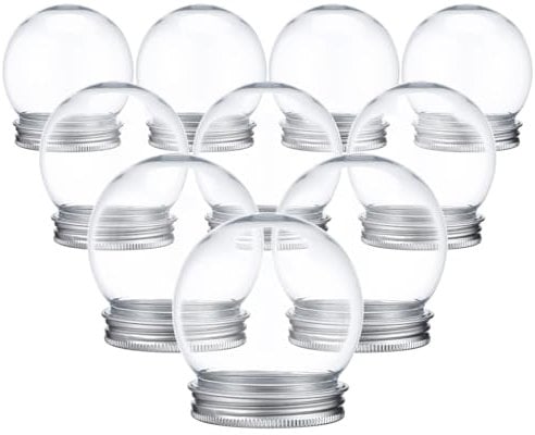 HOLIDYOYO 10pcs Plastic Snow Globe DIY Christmas Snow Globes Clear Water Globe with Screw Off Cap Make Your Own Snow Globe Fillable Candy Jar for DIY Crafts