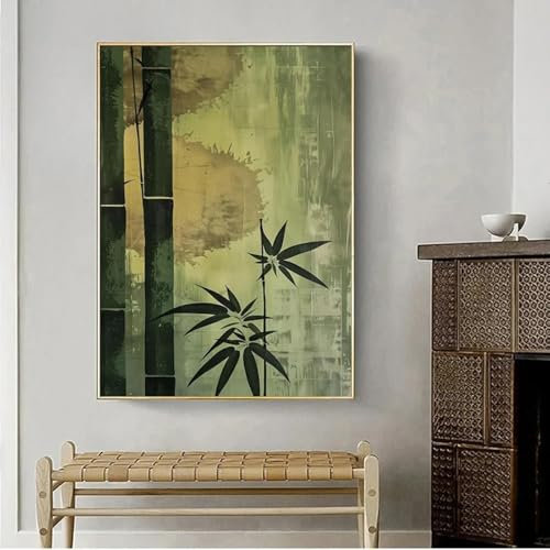 ytonghao Impression sur toile moderne et simple de bambou vert, affiche élégante de plante de bambou vert, art mural pour décoration de salon, 19,6 x 27,5 (50 x 70 cm), sans cadre