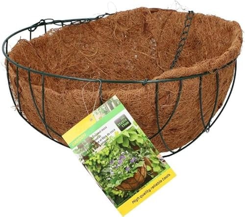 Unibos | Metal Hanging Planter Basket with Coco Coir Liner, Round Hanging Flower Plant Pot Metal Wire Plant Basket For Indoor Outdoor Garden Porch Decoration