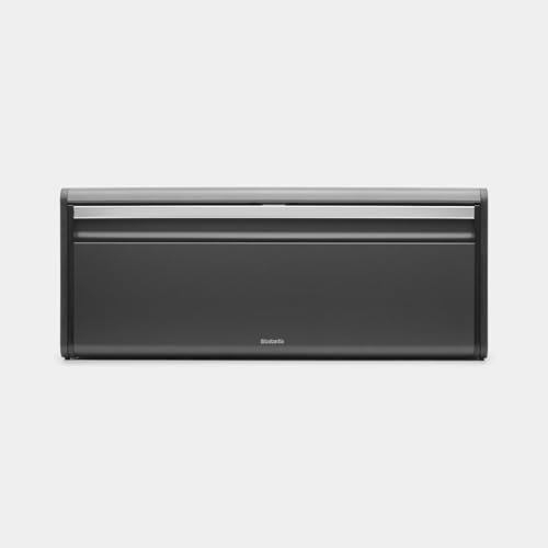 Brabantia Front Opening Bread Bin - Confident Grey | Grey Bread Bins for The Kitchen | Magnetic Seal | Flat Top Storage | Canister for 2 Loaves of Bread | Large Bread Bin | 46.5 x 25 x 18.7 cm