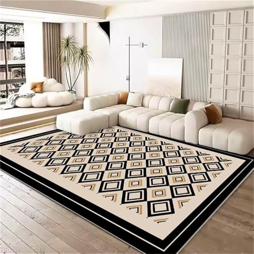 RUGMRZ Tappeto Sedia Gaming Arredamento Camera Da Letto Tappeto da camera da letto con design geometrico nero e giallo personalizzabile Tappeto Personalizzato 120X180CM