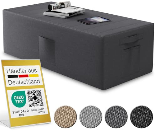 ELONEO Husse für Klappmatratze 140x195x15 cm, mit Seitentaschen, waschbar, Schonbezug für Gästematratze, Macht die Faltmatratze zum modernen Sitzhocker, anthrazit