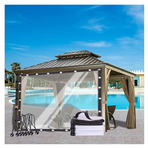 BUJNIE Gazebo Side Panels Transparent Waterproof Tarpaulin 0.12mm with Eyelets Clear Tarp Curtains for Pergola, Porch, Customizable (8'x8'/2.5x2.5m)