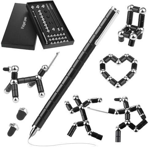 GlasFlength Magnetstift Fidget Pen, Lustige Magnet Stift Schwarz Magnetischer Kugelschreiber Gravity Pen Geschenke Coole Gadgets für Männer Frauen Kinder Teenager Weihnachten Geburtstagsgeschenk
