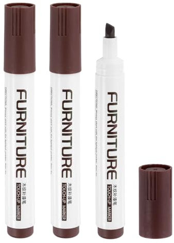 sourcing map Furniture Markers Touch Up, 3pcs Furniture Repair Kit Wood Filler Sticks Wood Markers for Scratches Wooden Floor Table Cabinet Laminate Frames, Reddish Brown