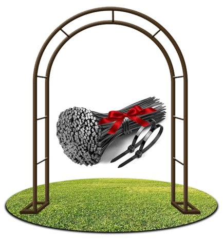 Generisch Rosenbogen Gartenbogen Rankhilfe Rosenhilfe Rosenbogen Aus Metall Stabil, Rankbogen Rankgitter Spalier Für Hochzeit, Garten, Balko(braun,W240 X H220cm)