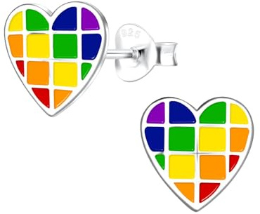 Monkimau Mädchen Ohrringe Herz | Ohrstecker aus 925 Sterling Silber | Kinderohrringe hypoallergen