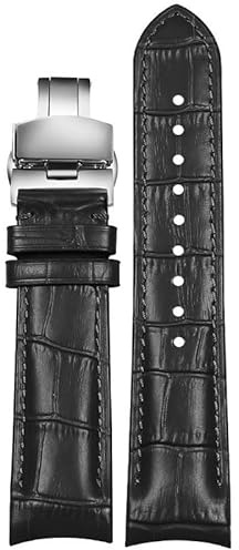 hoosouk Lederarmband für Omega New Seamaster 300 Planet Ocean 007 Speedmaster Herrenuhrkette(Blacks1,22mm)