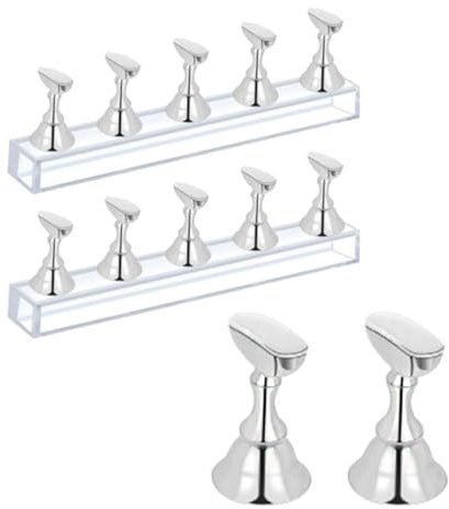 2 Stück Nail Stand,Nagel Halter,Nagel Übungsständer,Nail Holder,Nagelständer Halter,Nagel-Stander,Mit Acrylbasis,Hergestellt Aus Metall,Geeignet Für Nagelstudio,Heimgebrauch