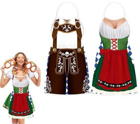 ZHERIKAH 2 Stück Kochschürze Lustig, Schürze Damen, Grillschürze für Männer, Küchenschürzen für Männer und Frauen für das Oktoberfest, Wasserdicht Verstellbare, für BBQ Party Bierfest Küche Garten