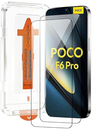 chejuza Cristal templado para Xiaomi Poco F6 Pro [2 unidades], instalación rápida, cobertura completa, sin burbujas, dureza 9H cristal, alta definición protección película protectora
