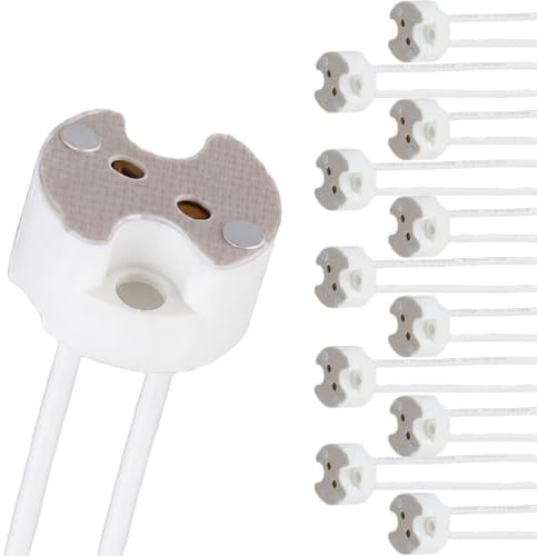JeeGoWooss MR16 GU5.3 Lampenfassung, GU5.3 Lampenfassung, Drahtverbinder, Sockeladapter mit Glimmerblatt, Keramik-Lichthaltersockel (weiß, 12 Stück)