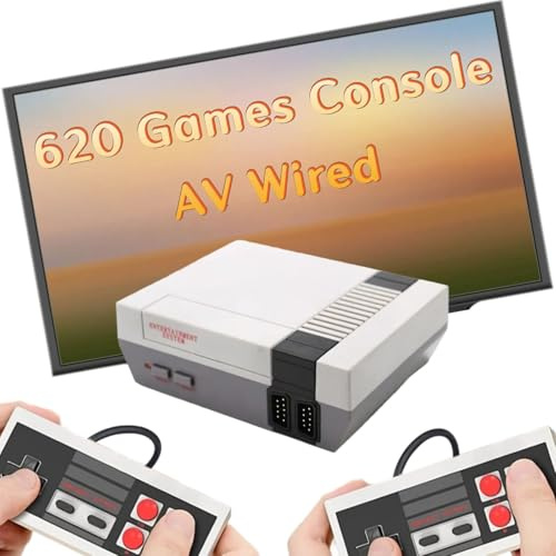 Retro Game Console with 620 Built-in Video Games,Classic Mini Game System with Wired Controller, AV Output Plug and Play Video Games (Grey)